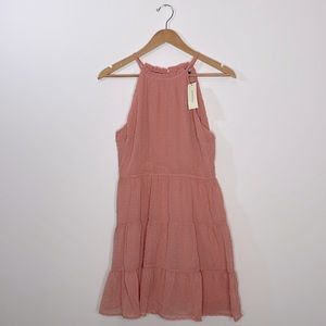 Francesca’s Collections Dress Womens Medium Pink Mini Jaime Swiss Dot Halter New